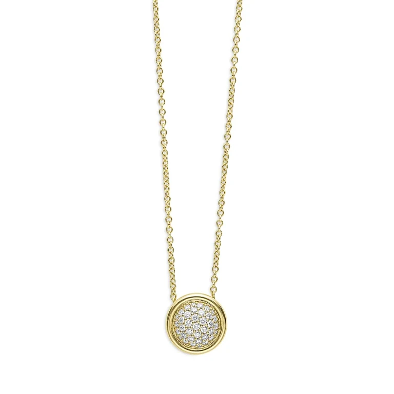 Lagos 18K Yellow Gold Meridian Diamond Pave Circle Pendant Necklace, 16-18