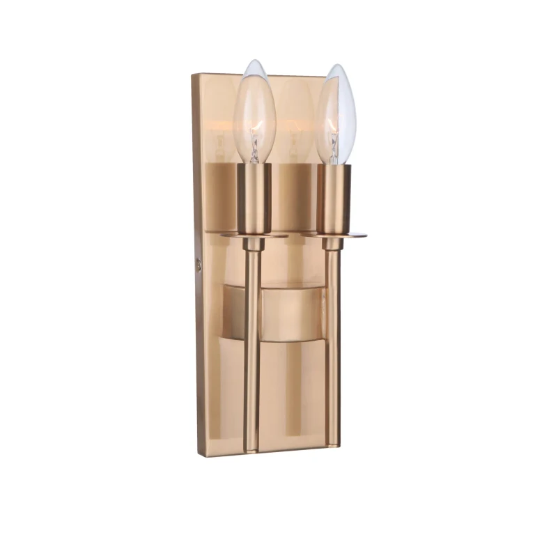 Satin Brass Two Light Wall Sconce from the Larrson Collection