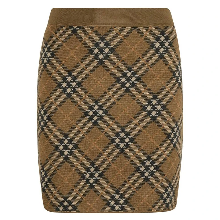Burberry Check Wool Blend Mini Skirt