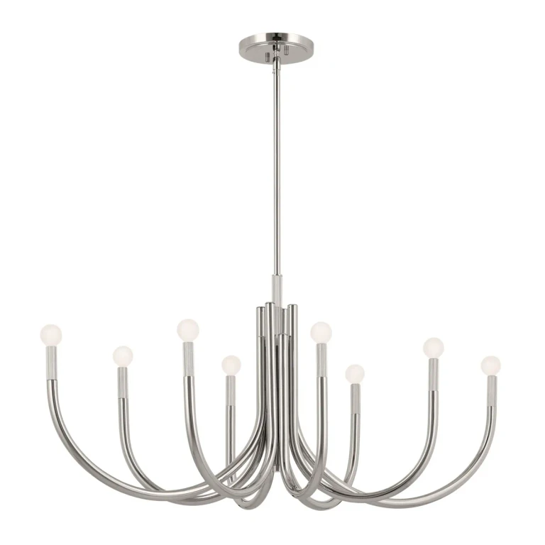 Polished Nickel Eight Light Chandelier from the Odensa Collection