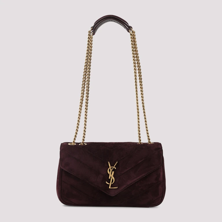 Saint Laurent Lou Suede Shoulder Bag Red Calf Leather - Women