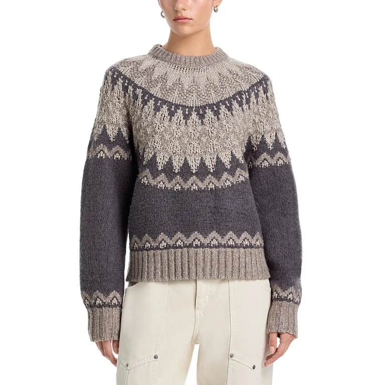 525 Lela Crewneck Raglan Patterned Pullover Sweater