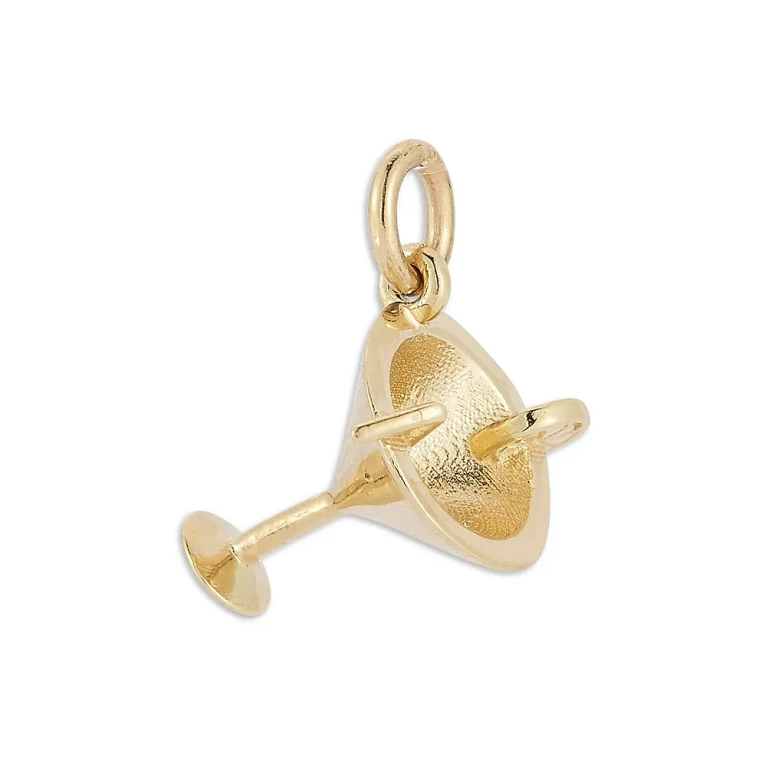 14K Yellow Gold Martini Glass Charm Pendant