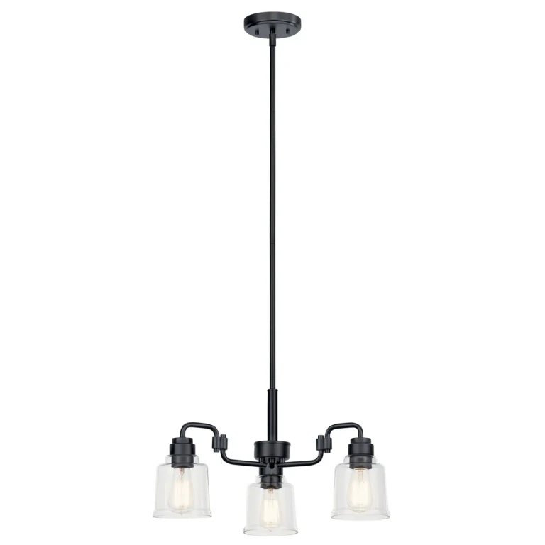Aivian 3-Light Industrial Chandelier in Black