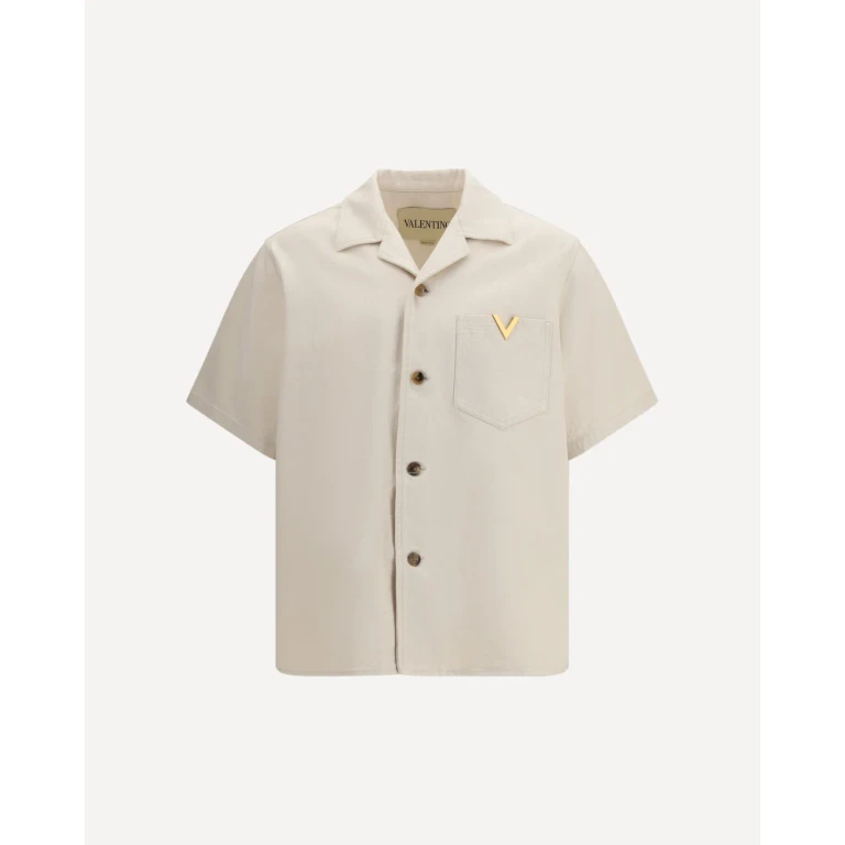 VALENTINO Signature Vlogo Bowling Shirt Male 46