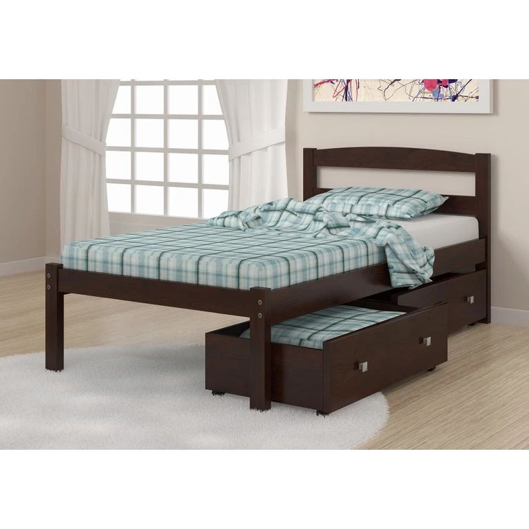 Sierra Dark Cappuccino Twin Bed with Dual Underbed Drawers