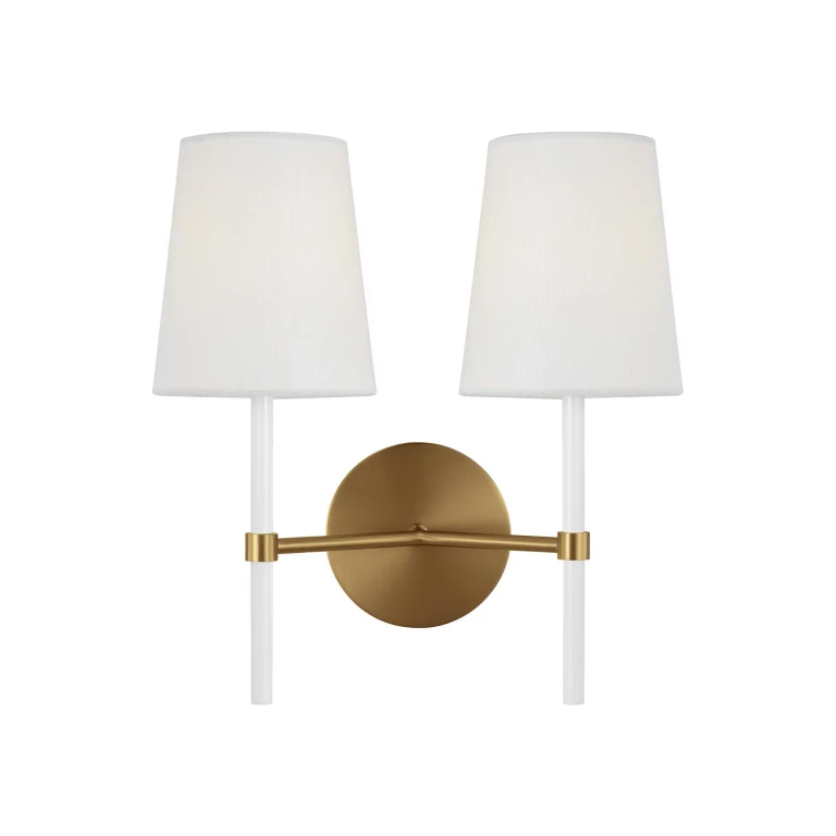 Visual Comfort Studio Monroe 2-Light Wall Sconce in Burnished Brass And Gloss White by Kate Spade New York
