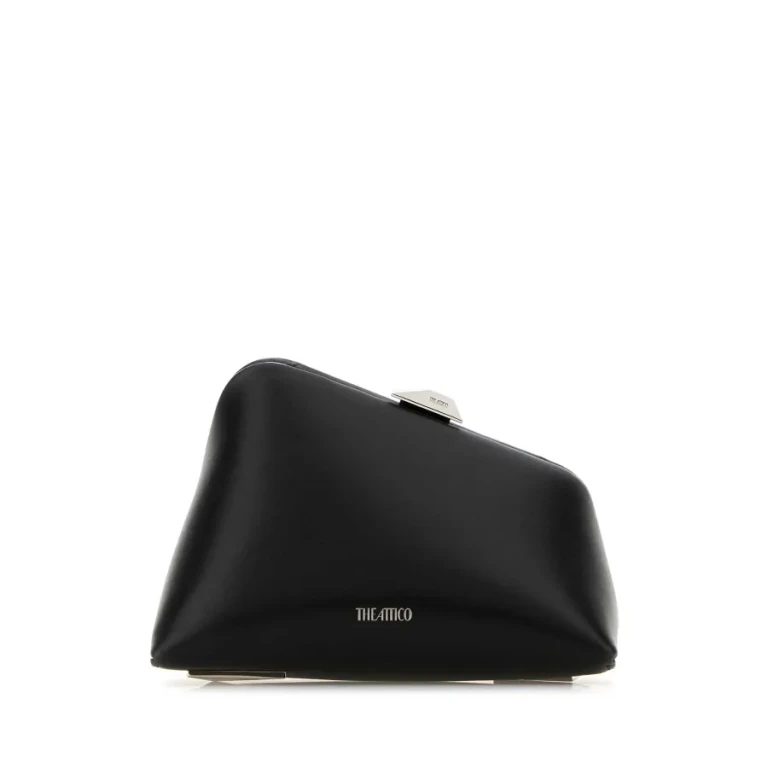 The Attico Black Leather Midnight Clutch