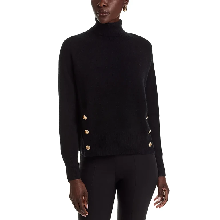 Button Trim Turtleneck Sweater - Exclusive