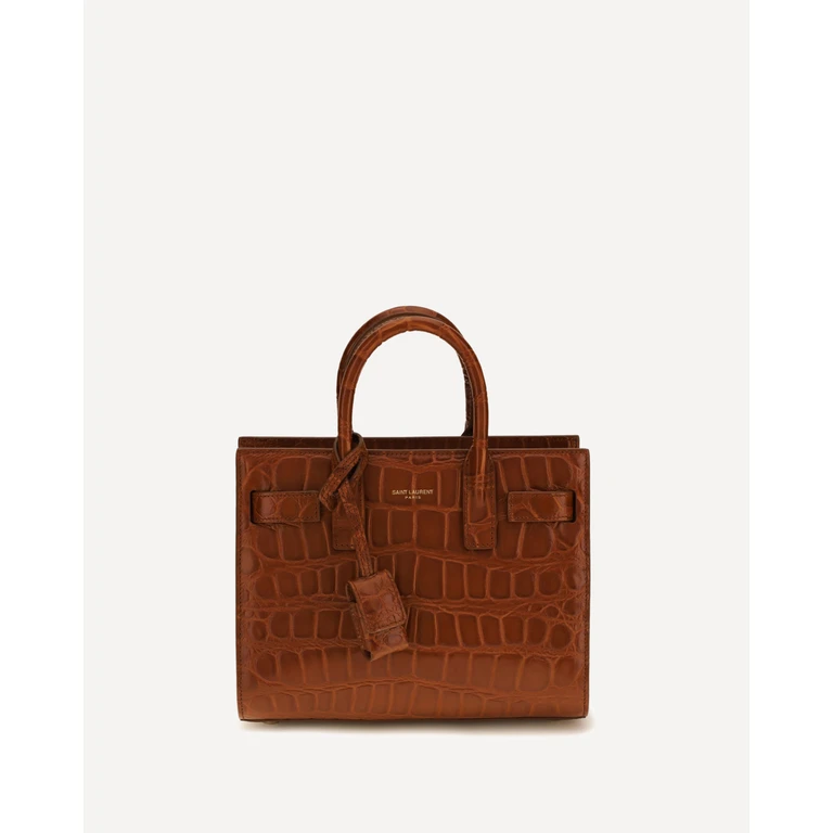 SAINT LAURENT Sac de Jour Handbag in crocodile-embossed leather Female UNI
