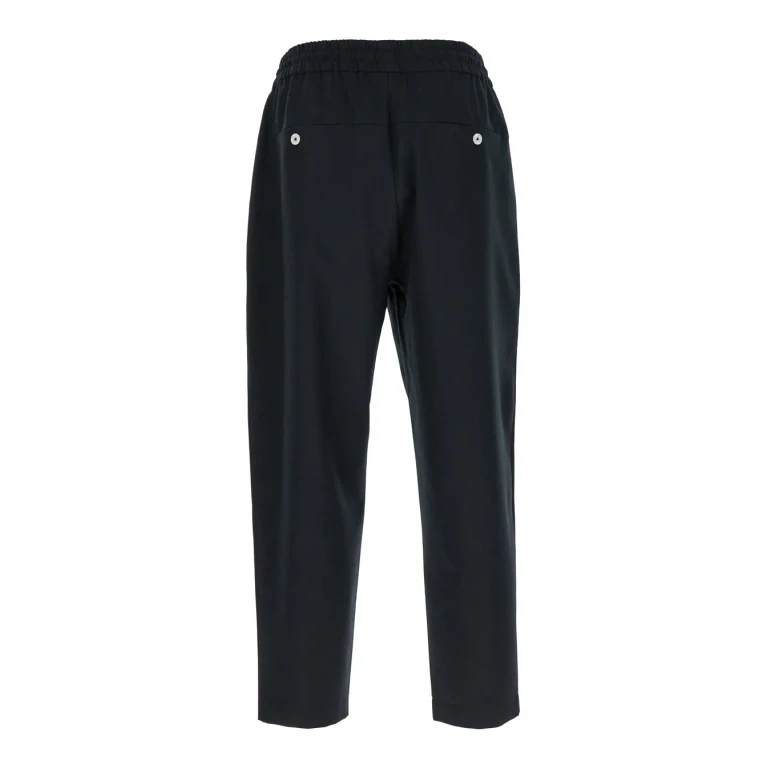 Drôle de Monsieur le Pantalon Cropped Black Pants With Elastic Waist And Drawstring In Wool Blend For Men