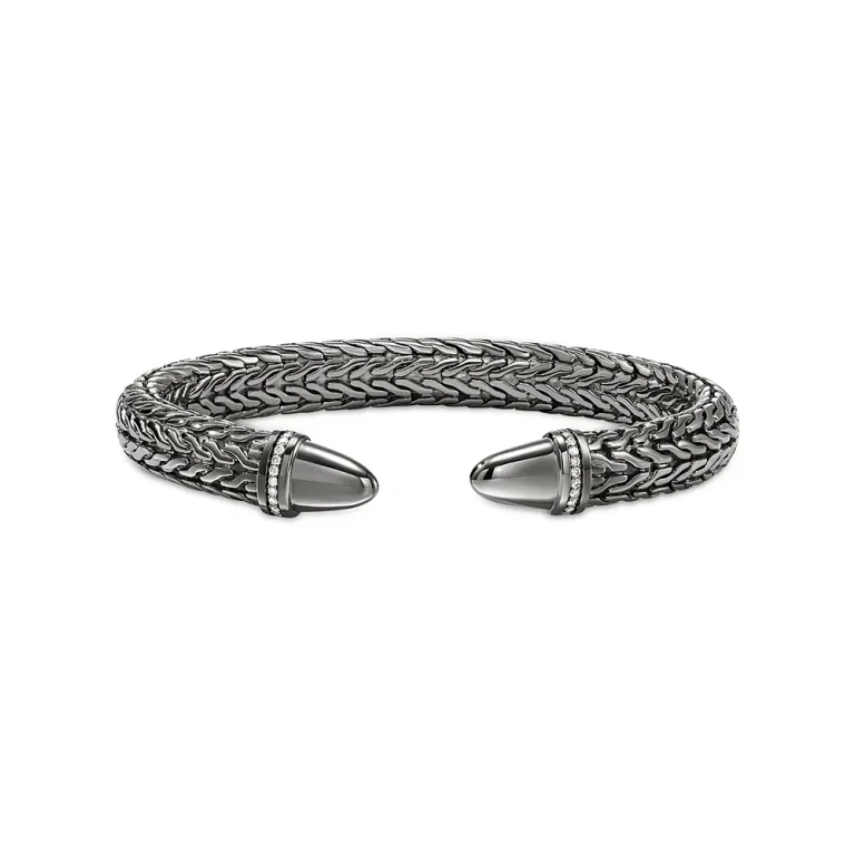 John Hardy Sterling Silver Spear Diamond Accent Flex Cuff Bracelet