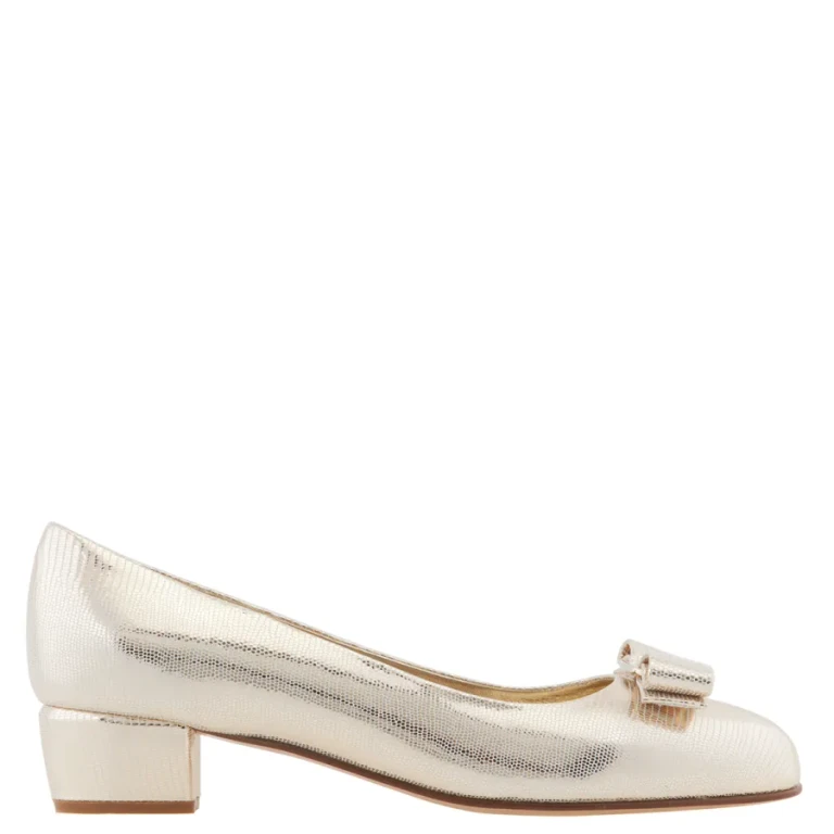 Ferragamo Ladies Vara Bow Metallic Pumps