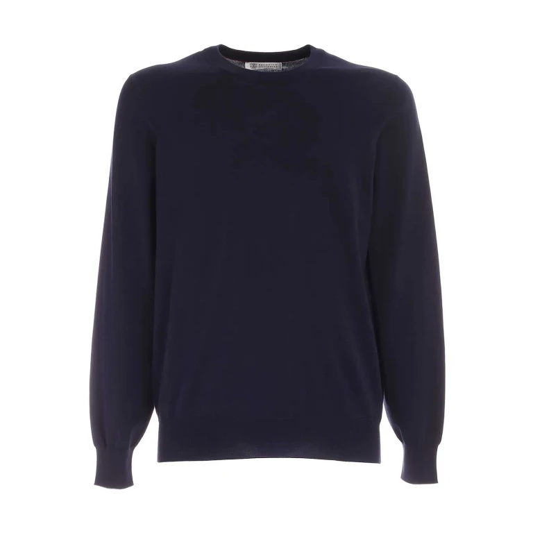 Brunello Cucinelli Pull Col Rond - Bleu Foncé