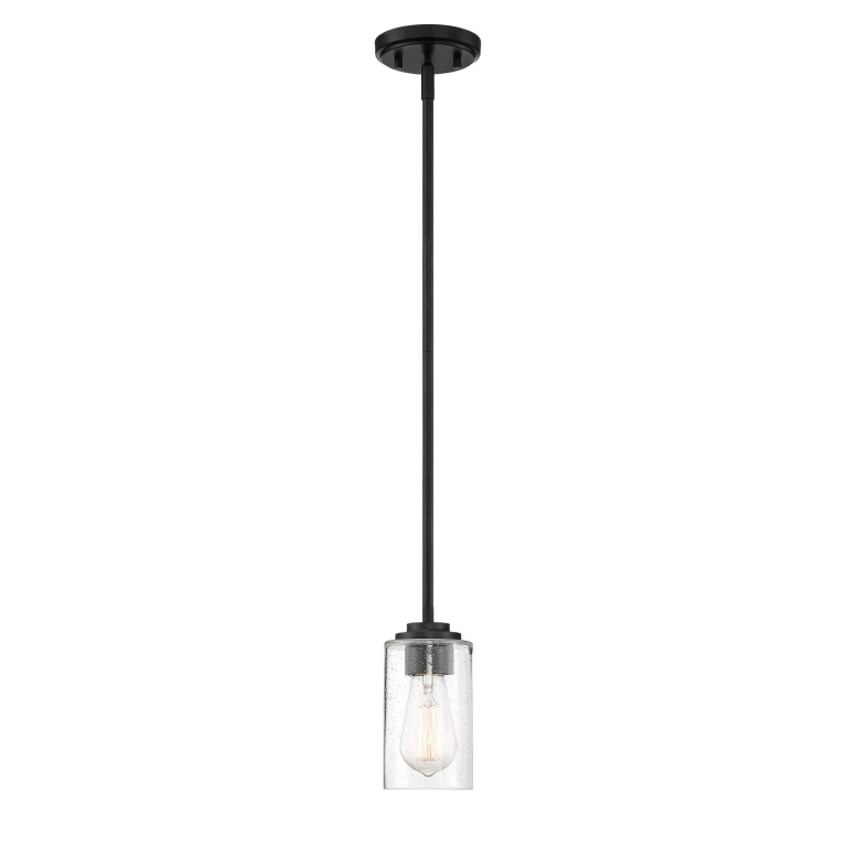 Matte Black One Light Mini Pendant from the Logan Collection