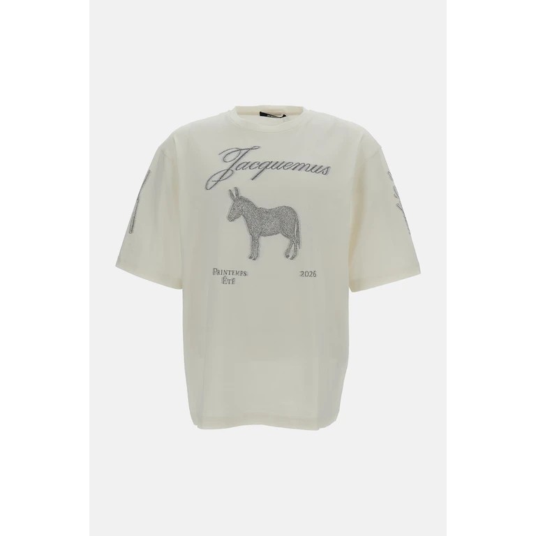 JACQUEMUS T-shirts and Polos Donkey Jacquard White Cotton - Men