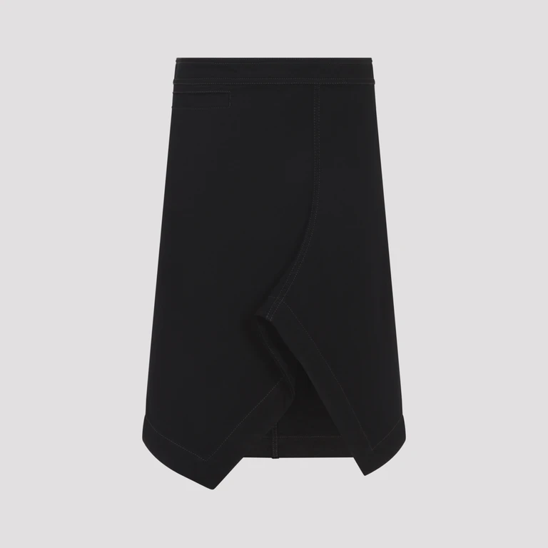 Lemaire Asymmetric Midi Skirt Black Cotton - Women