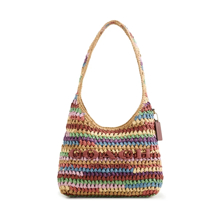 Coach Large Weave Straw Brooklyn Shoulder Bag B4/Multi One Size