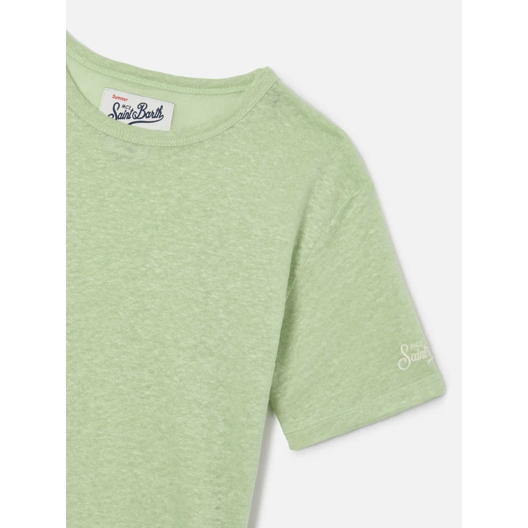 Mc2 Saint Barth Alex T-Shirt Mint Green Pure Linen