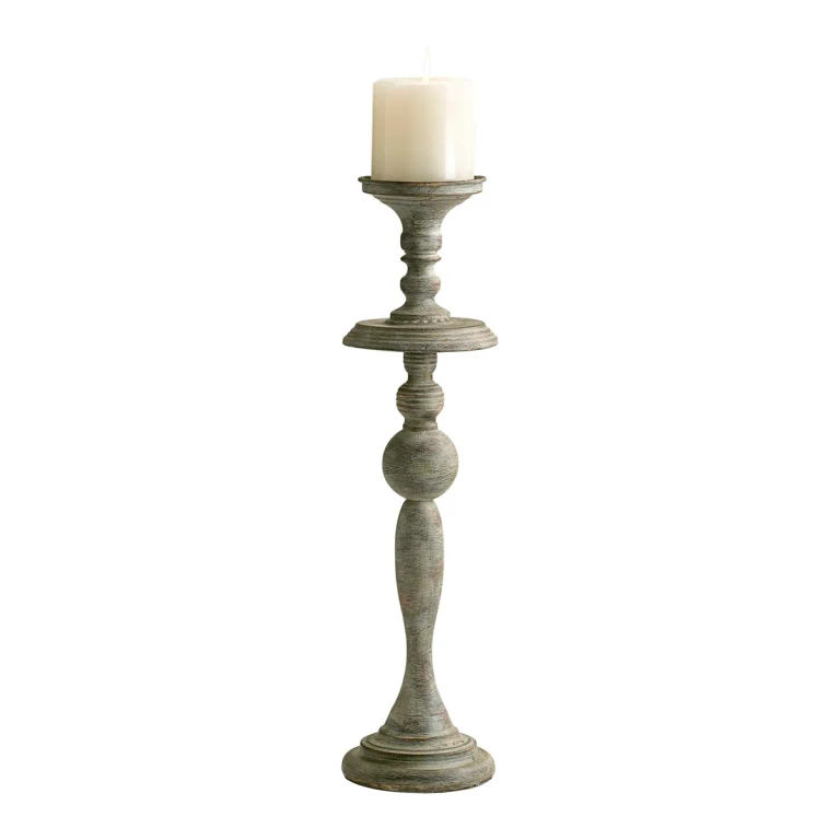 Small Bach Candlestick in Distressed Antiqued White