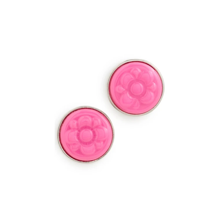 Casablanca Bull Link Stud Earrings Pink/Silver One Size