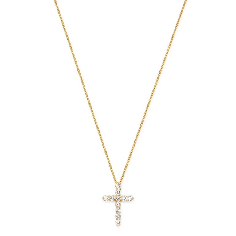 Diamond Cross Pendant Necklace in 14K Yellow Gold, 0.50 tcw