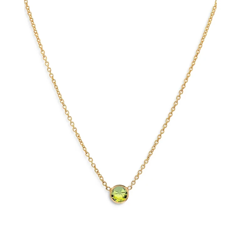 Zoe Lev 14K Yellow Gold Peridot Birthstone Solitaire Pendant Necklace, 16-18