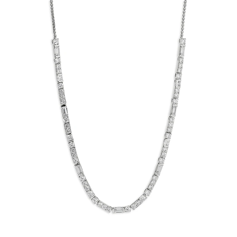 Nadri Cubic Zirconia Collar Necklace in Rhodium Plated, 18