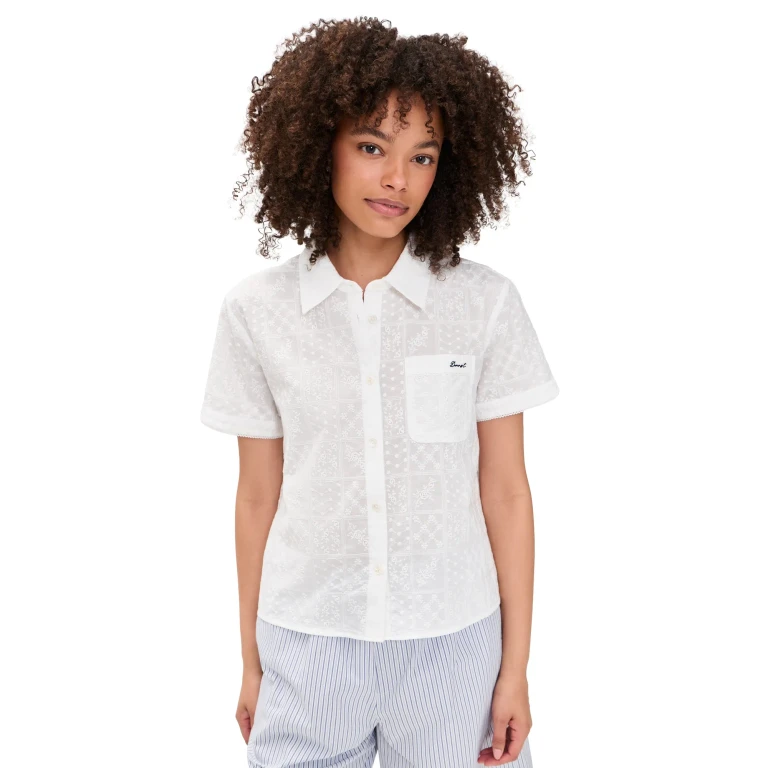 DUNST Laced Organic Crafted Button Down Shirt White S