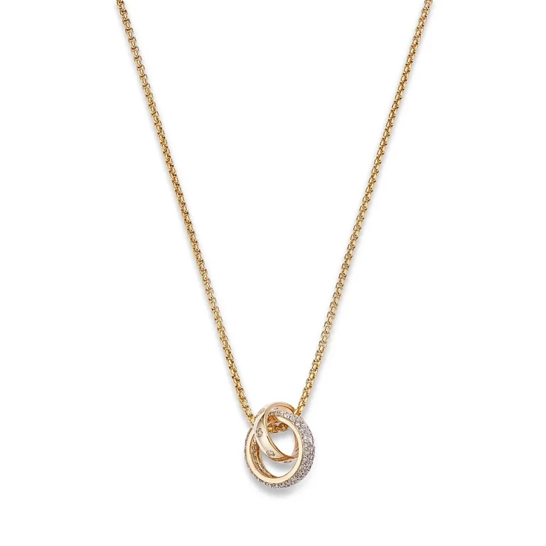 Diamond Interlocking Pendant Necklace in 14K Yellow Gold, 1.0 tcw
