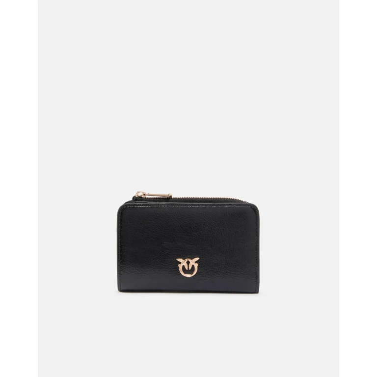 Pinko - Mini portefeuille en cuir brillant avec Love Birds