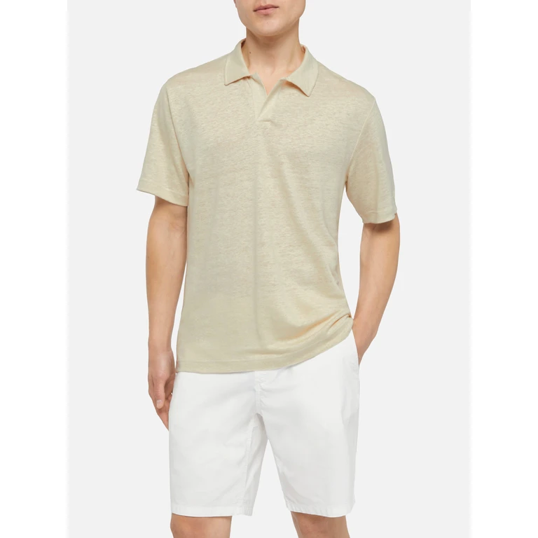Mc2 Saint Barth Off-White Linen Buttonless Polo Shirt Fraser - Men