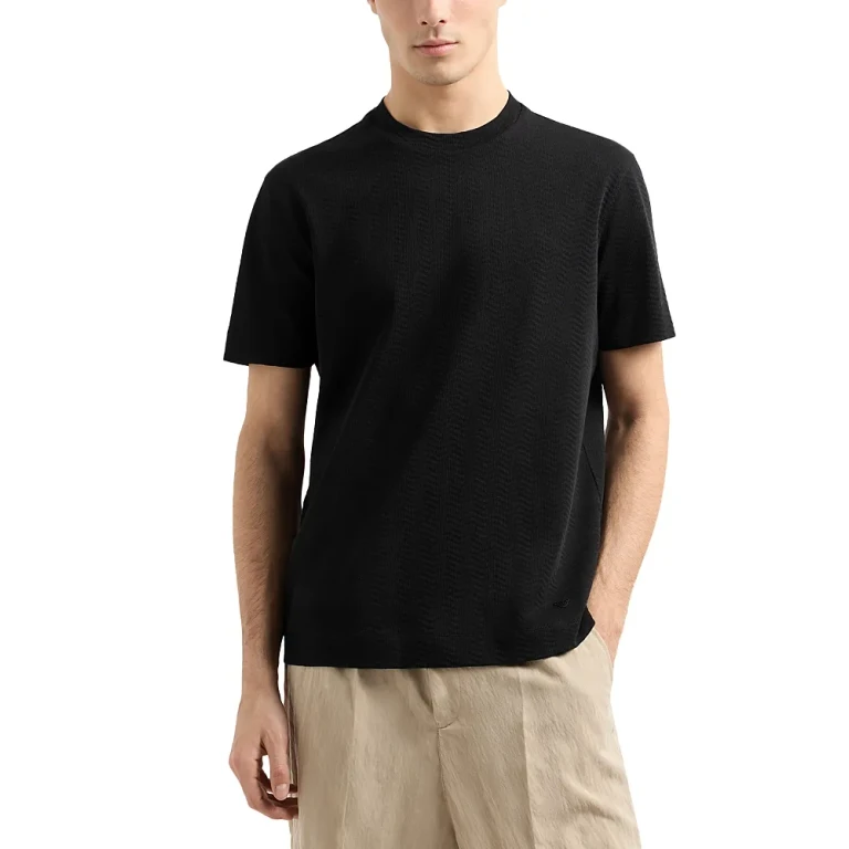 Emporio Armani Textured Cotton Allover Jacquard Tee