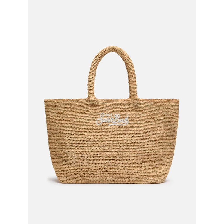 Mc2 Saint Barth Beige Raffia Beach Bag With Cotton Pouch - Unisex