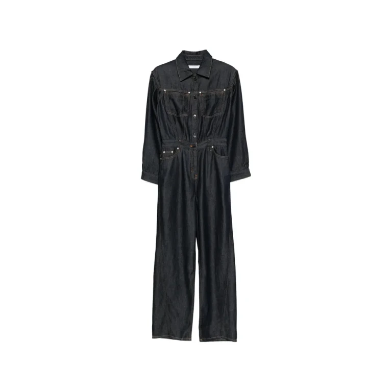 Iro Long-sleeve Denim Jumpsuit