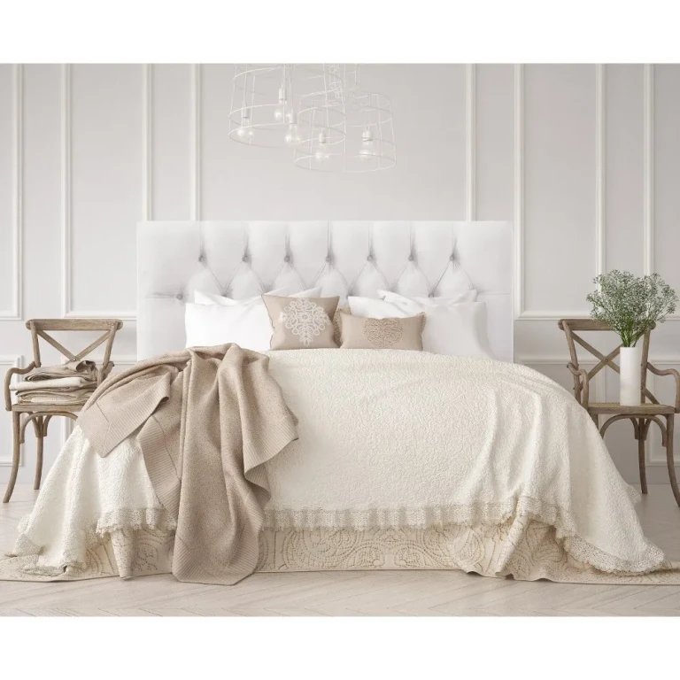 Julia Velvet White Tufted Queen Upholstered Headboard - Skyline Furniture