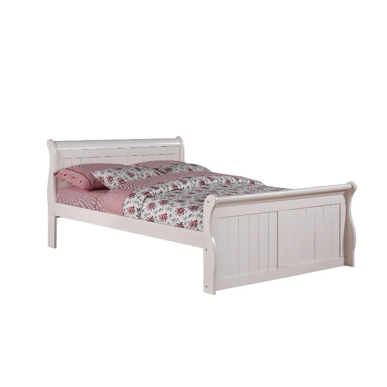 Traditional White Full Sleigh Bed - Madilyn