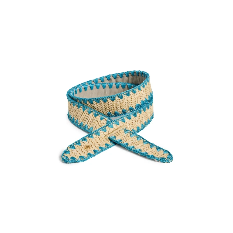 Lele Sadoughi Adjustable Raffia Knot Belt Turquoise One Size