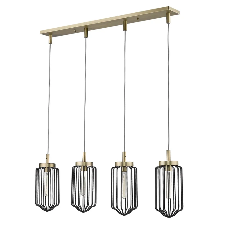Aged Brass Four Light Island Pendant from the Reece Collection