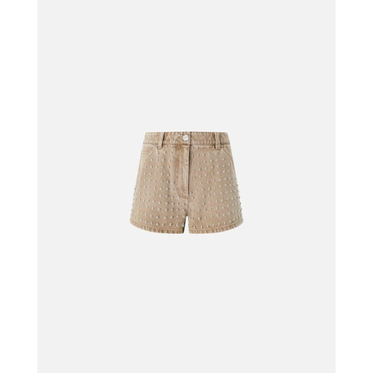 Pinko - Short clouté en denim marron - 24