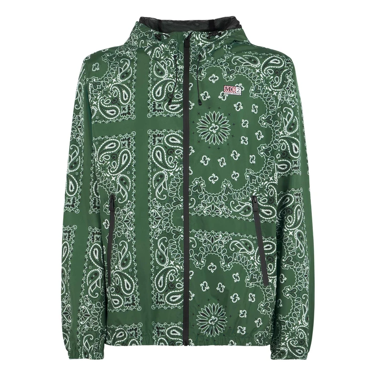 MC2 Saint Barth Man Hooded Lightweight Windbreaker With Bandanna Print