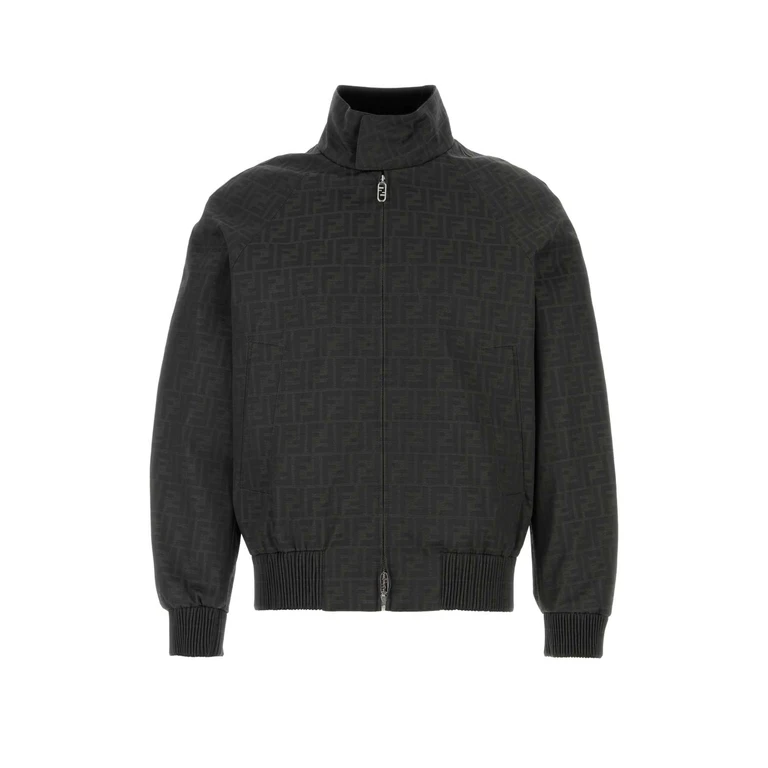 Fendi Embroidered Polyester Blend Bomber Jacket Tabacco Giubbini - Men