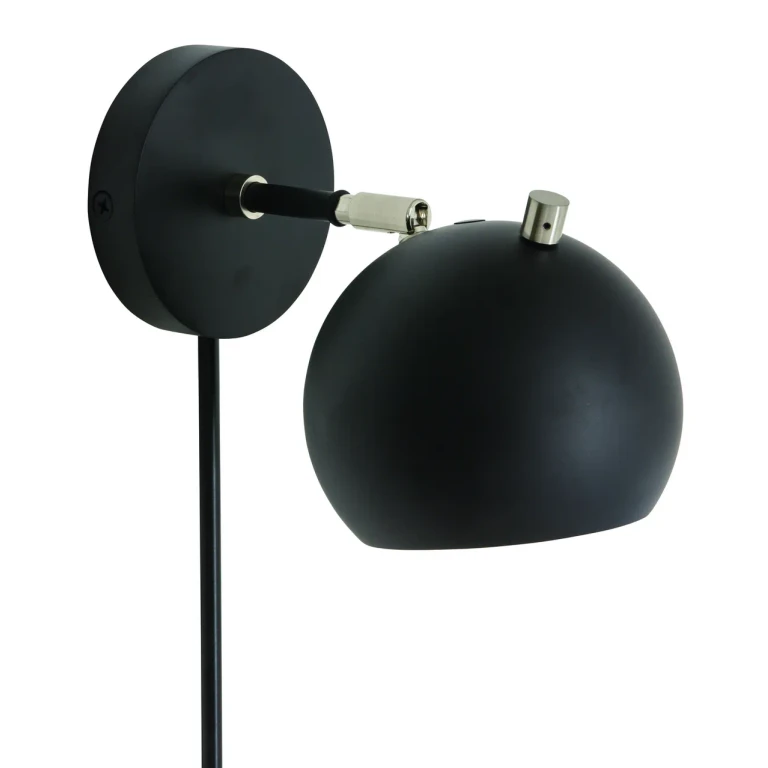 House of Troy Orwell 8" Wall Lamp in Black with Satin Nickel Accents