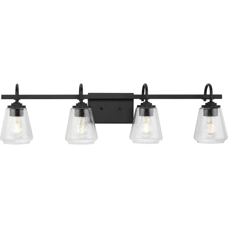 Matte Black Four Light Bath & Vanity from the Martenne Collection