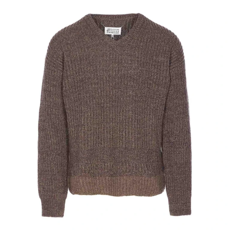 Maison Margiela Pull Col Rond - Marron
