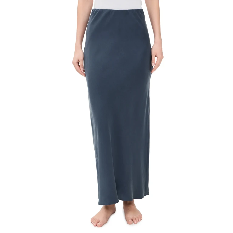 Lunya Silk Maxi Skirt Deep Blue M