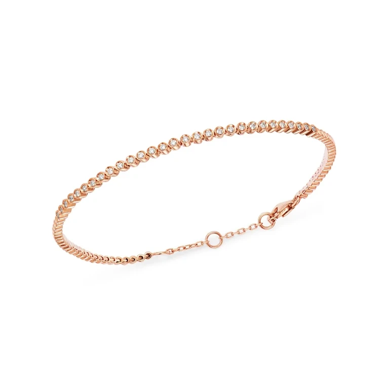 Bezel-Set Diamond Stacking Bracelet in 14K Rose Gold, 0.25 tcw