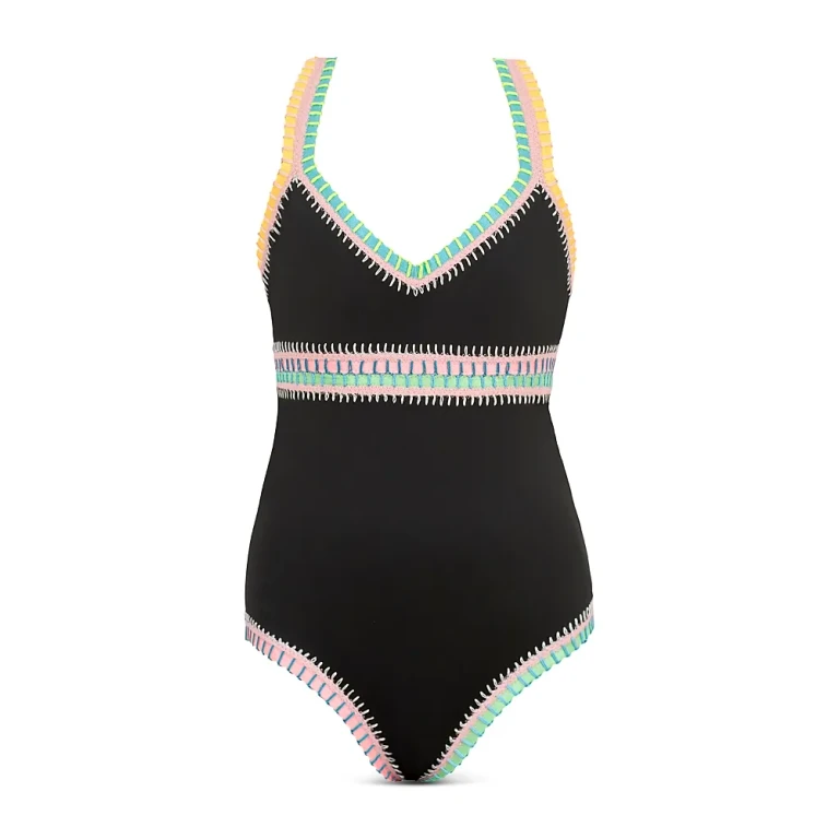 Pq Swim Girls' Rainbow Embroidered One Piece Swimsuit - Big Kid