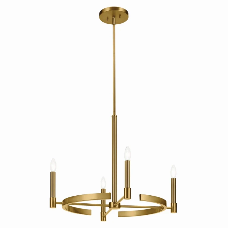 Brushed Natural Brass Chandelier from the Tolani Collection