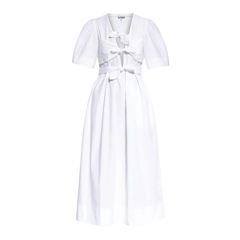Ganni Robe Au Genou - Blanc